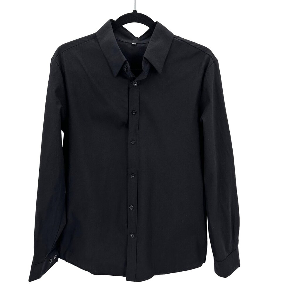 NWOT Vtkix Mens Bundle Of 2 Black/ Blue Long Sleeve Button-Up Cotton Shirts S